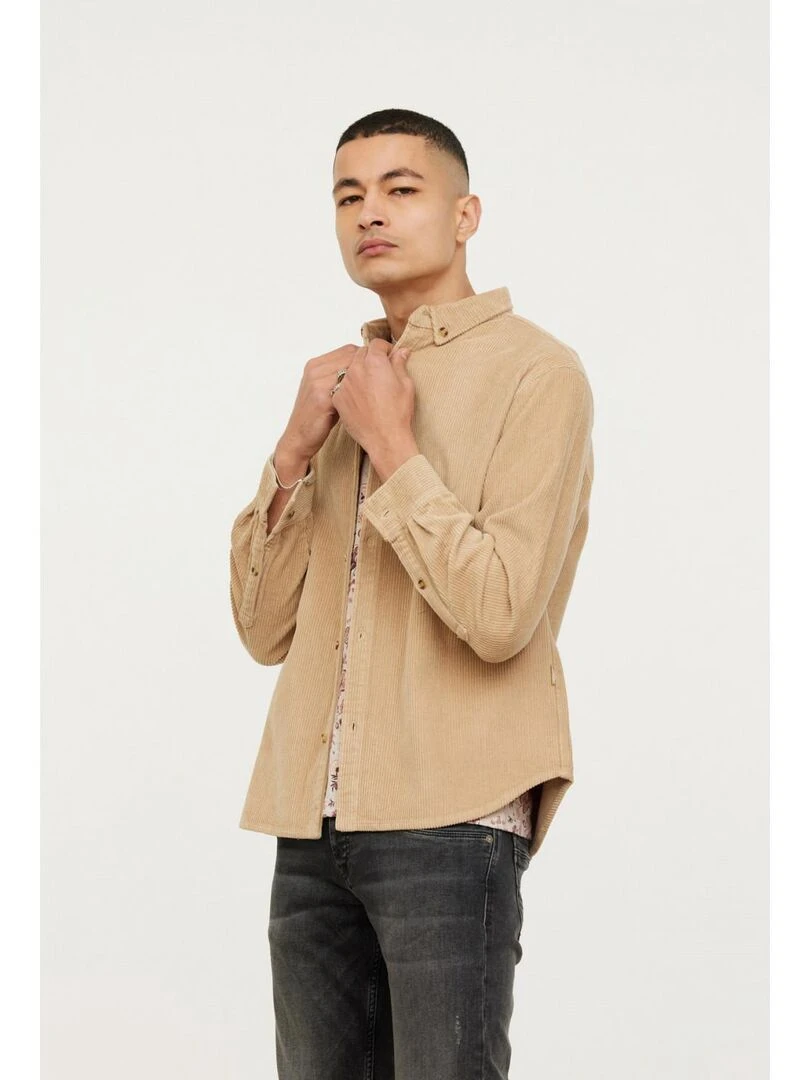 Lee Cooper   Chemise manches longues coton comfort DROPY   Beige argile