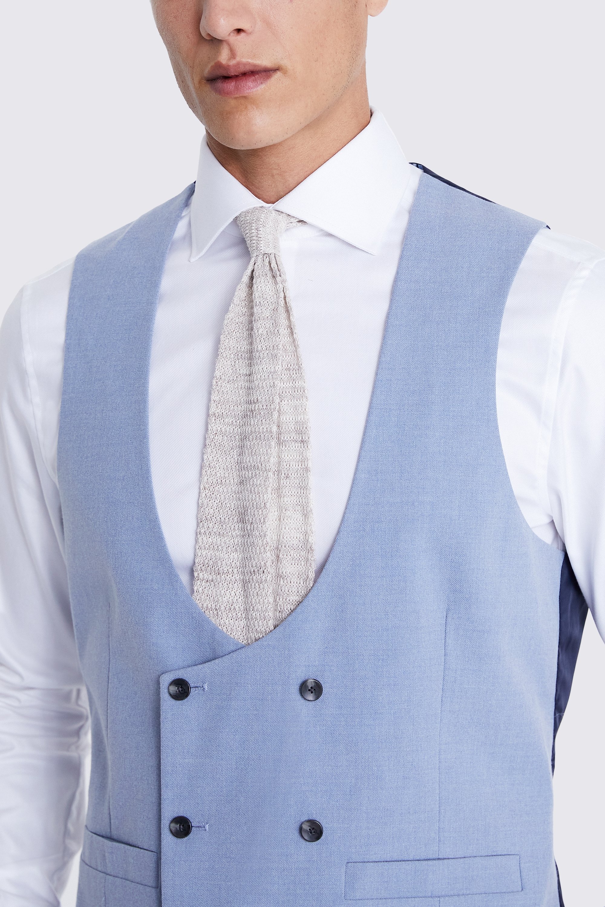 Tailored Fit Light Blue Flannel Waistcoat   Buy Online at Moss