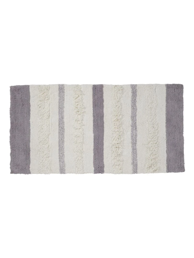 Guy Levasseur Tapis de bain en coton fantaisie blanc et gris Blanc