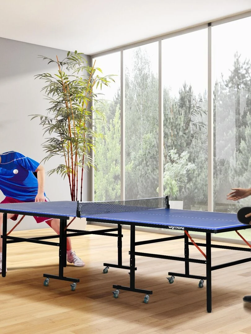 Table de ping pong tennis de table pliable 8 roues avec accessoires noir bleu   Bleu Bleu