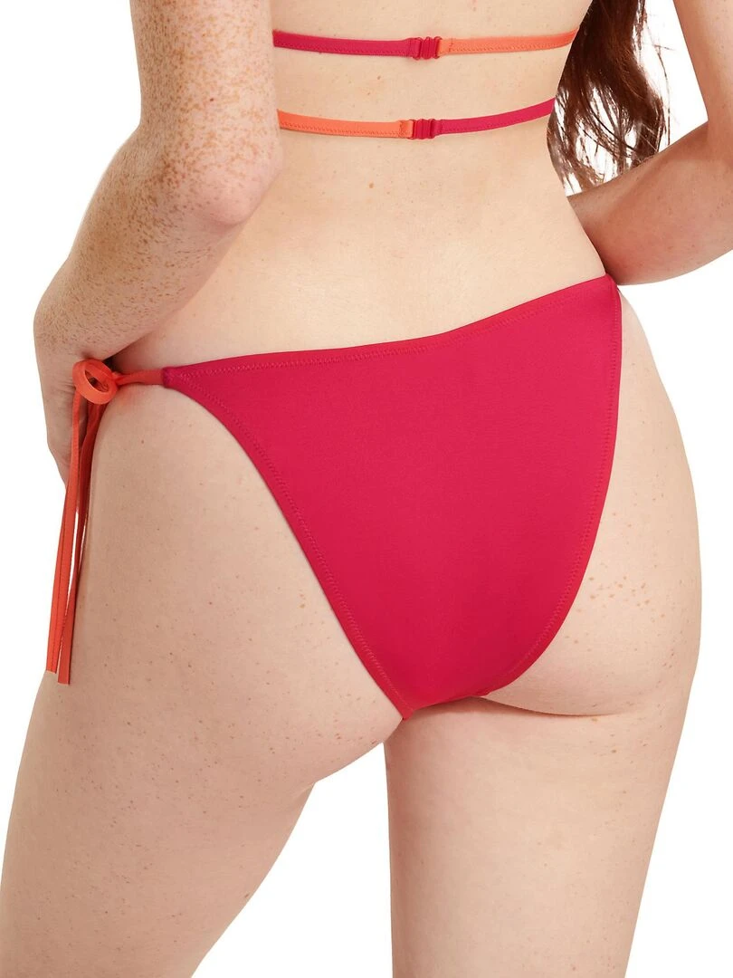 Bas maillot slip de bain échancré à nouettes taille basse Laos Rose
