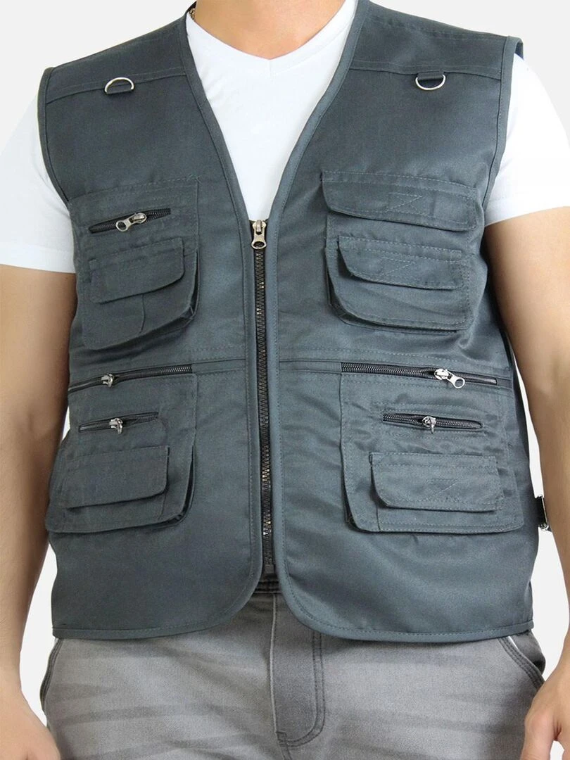 Gilet de pêche Kebello gris anthracite