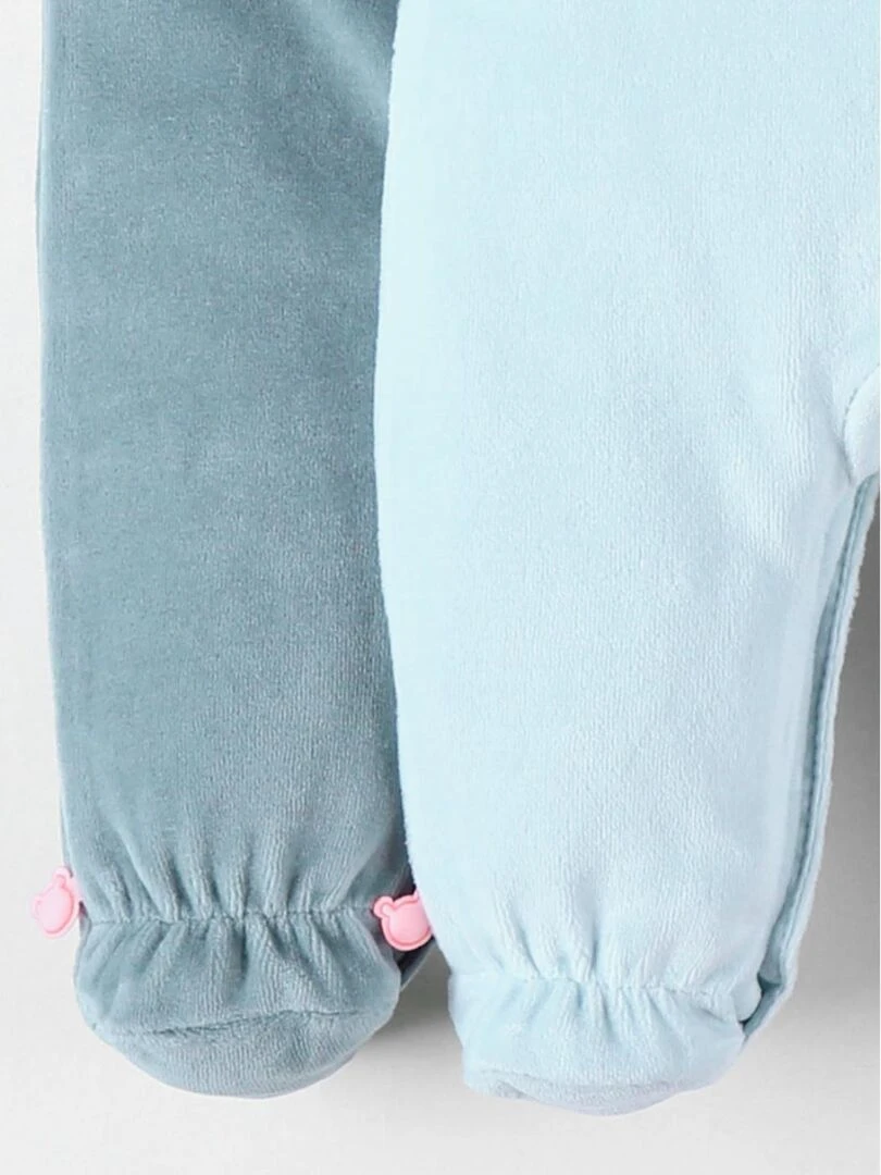 Set de 2 pyjamas 1 pièce en velours  ciel/sauge   Noukie's   Bleu