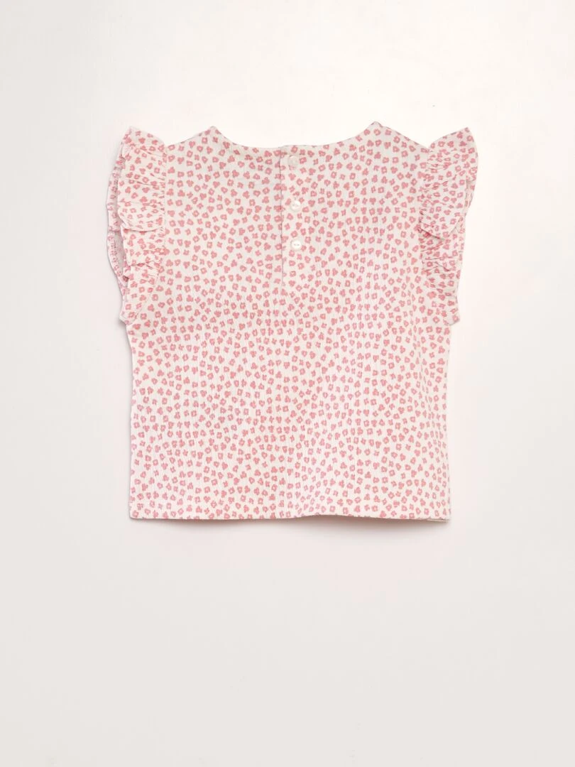 Tee shirt imprimé manches volantées   Rose