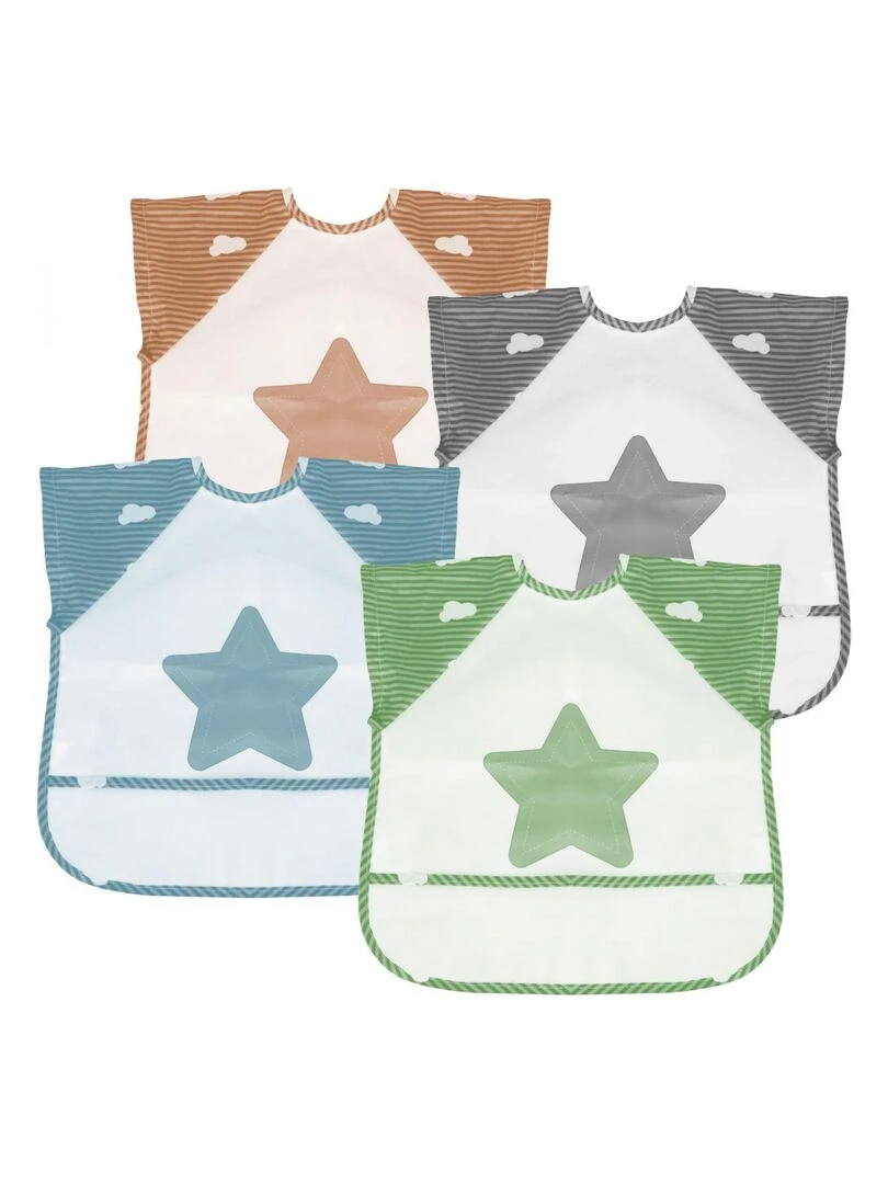 Lot de 8 bavoirs pour bébé imperméables Manches courtes Monsieur Bébé Multicolore