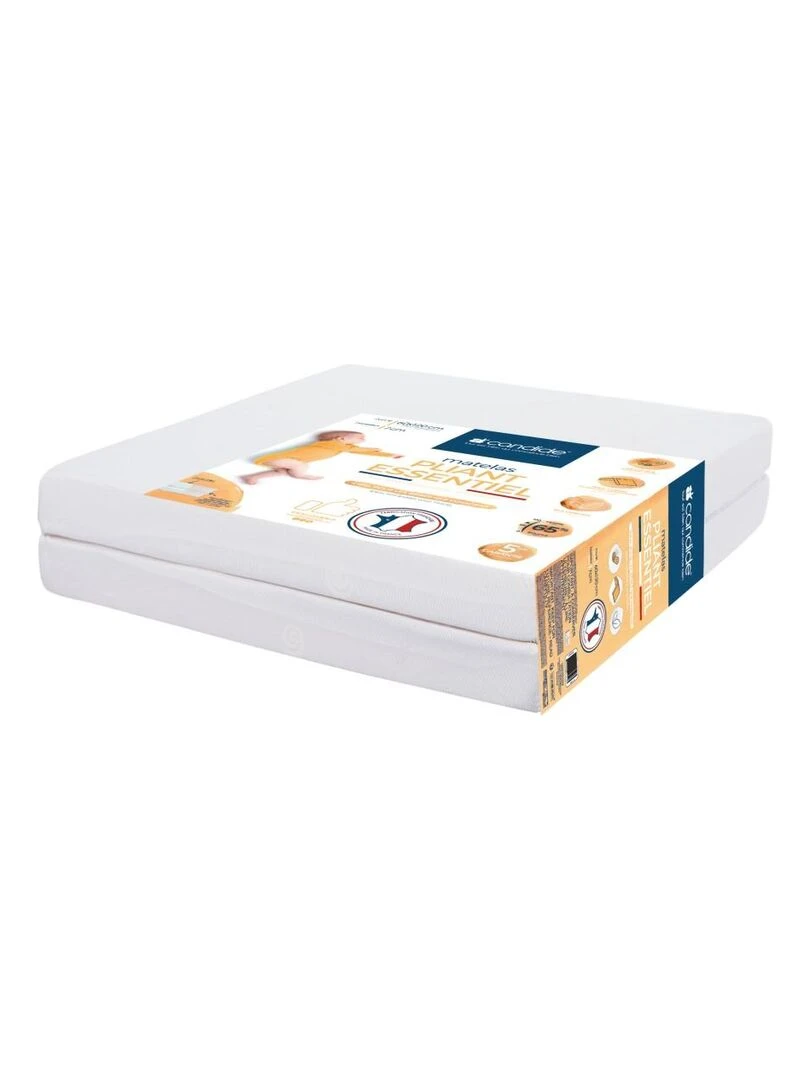 Matelas Bébé Pliant 2 Parties Essentiel 60 cm x 120 cm x 7 cm Blanc