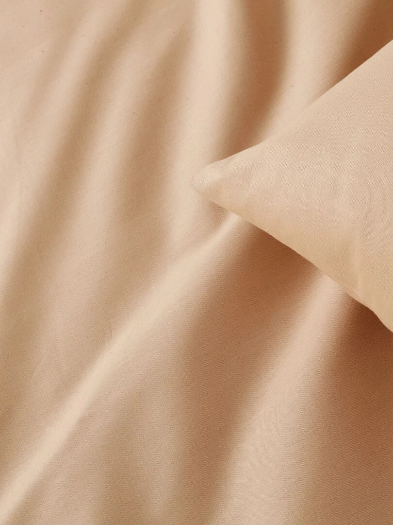 Lot x2 Taies d'oreiller   100% coton Bio   'Ptit Basile'   Beige argile