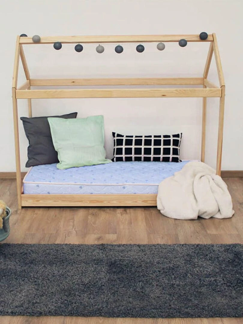 Matelas Bébé 100% Coton hypoallergénique en Mousse FERME Fabriqué en France Couleur Bleu Bleu azur