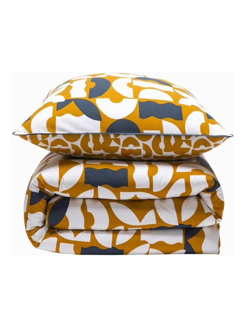 Future Home   Parure de lit 2 personnes en coton 57 fils imprimé curry   Jaune