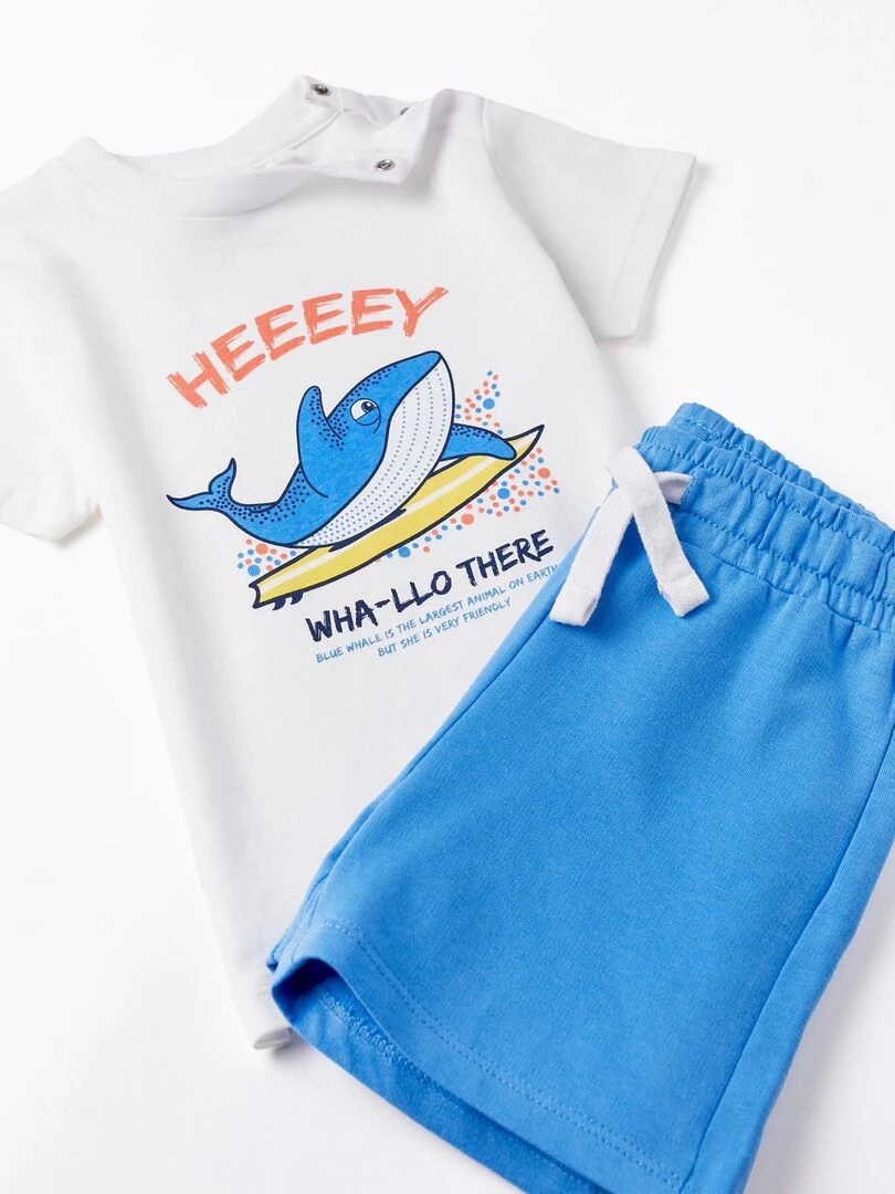 T shirt + Short pour Bébé Garçon 'Baleine Bleue'  AUSTRALIAN SURFING   Blanc