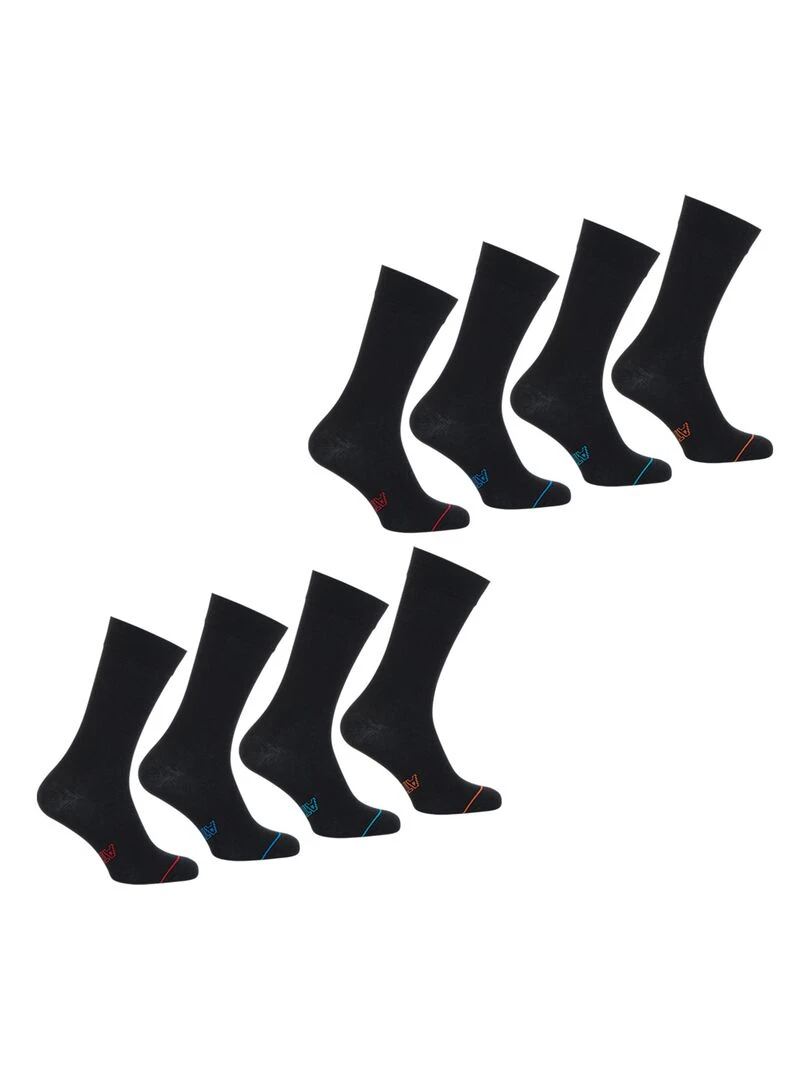 Lot de 8 paires de chaussettes mi hautes homme Eco Pack Noir