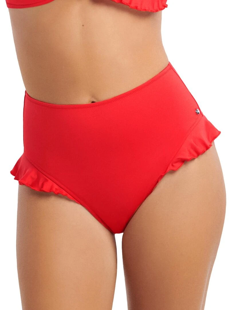 Bas maillot slip de bain échancré taille haute Kenya Rouge