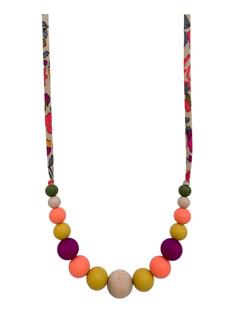 Collier d'allaitement ou de portage silicone 'Fluo thé' Magenta