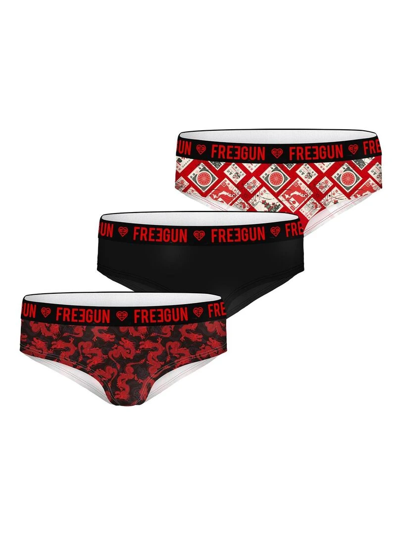 Lot de 3 culottes fille utlra stretch Freegun Rouge