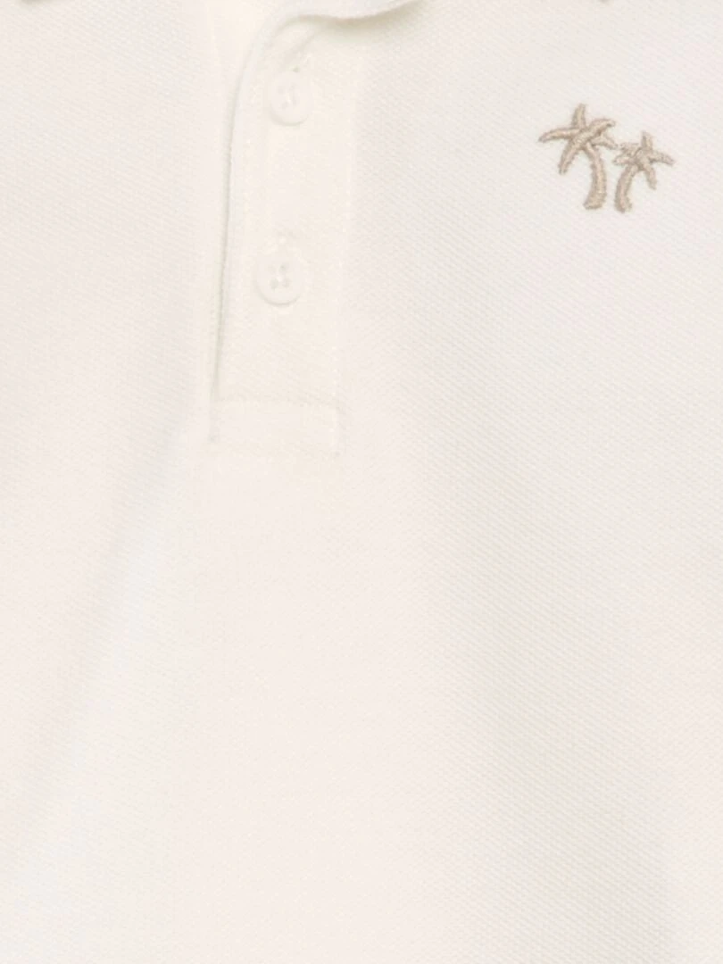 Polo en piqué de coton 'palmier' Blanc