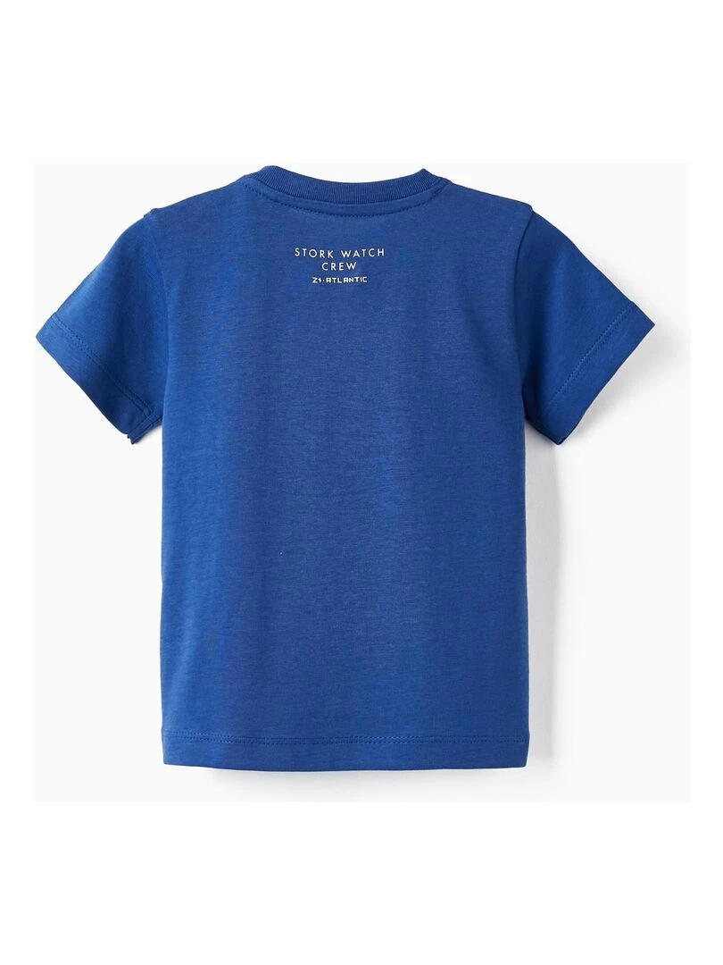T shirt en coton pour bébé garçon 'Stork Watch Crew' manches courtes ATLANTIC COMPANY Bleu foncé