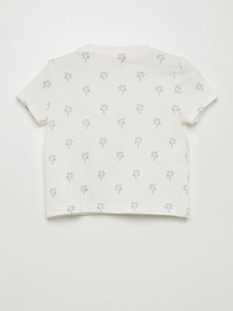 T shirt imprimé à poche Blanc palm