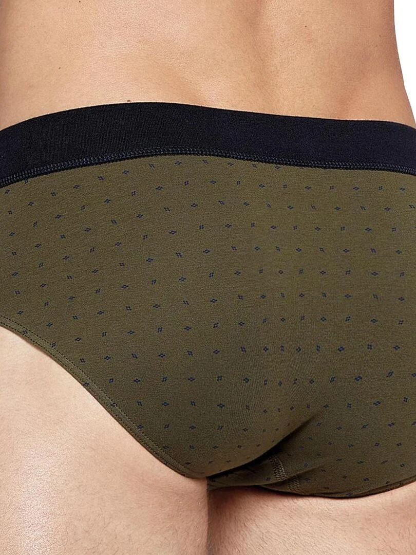 Pack 2 slips uni et imprimé en coton ceinture tubulaire Azurite   Vert