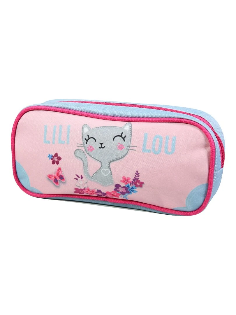BAGTROTTER Trousse scolaire rectangulaire Lili Lou Rose Rose