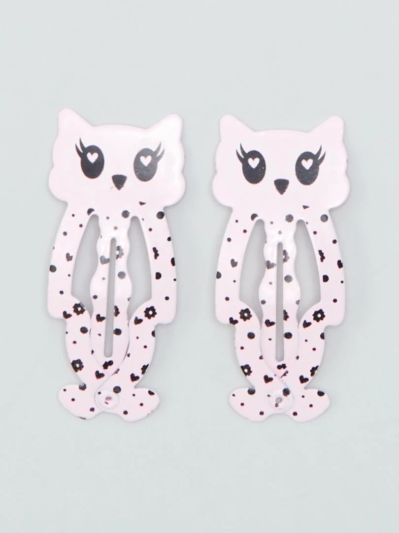 Lot de 4 barrettes clic clac   Blanc/rose