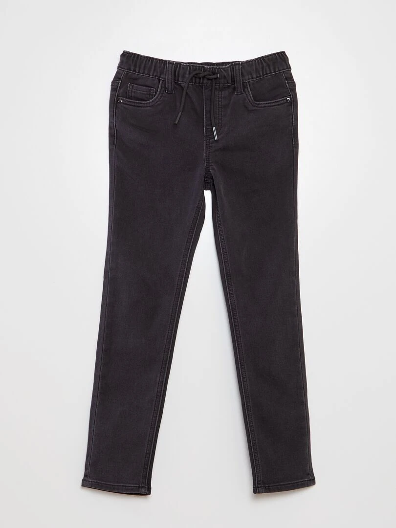 Jean à taille élastiquée avec cordons Noir