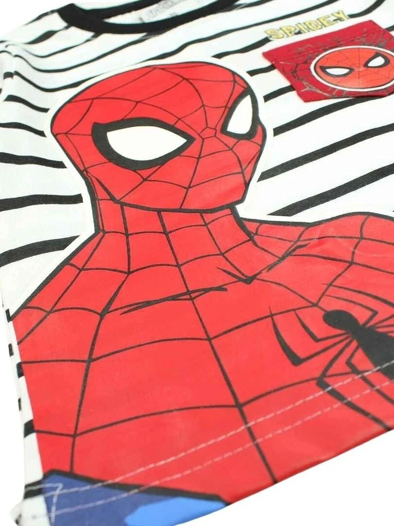 Disney   T shirt garçon imprimé Spiderman en coton   Jaune