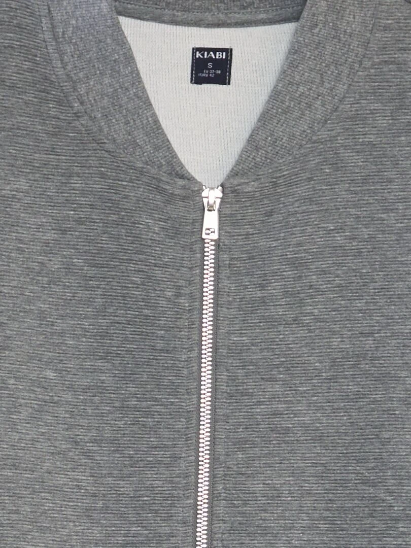 Sweat en maille avec ouverture zippée   Gris