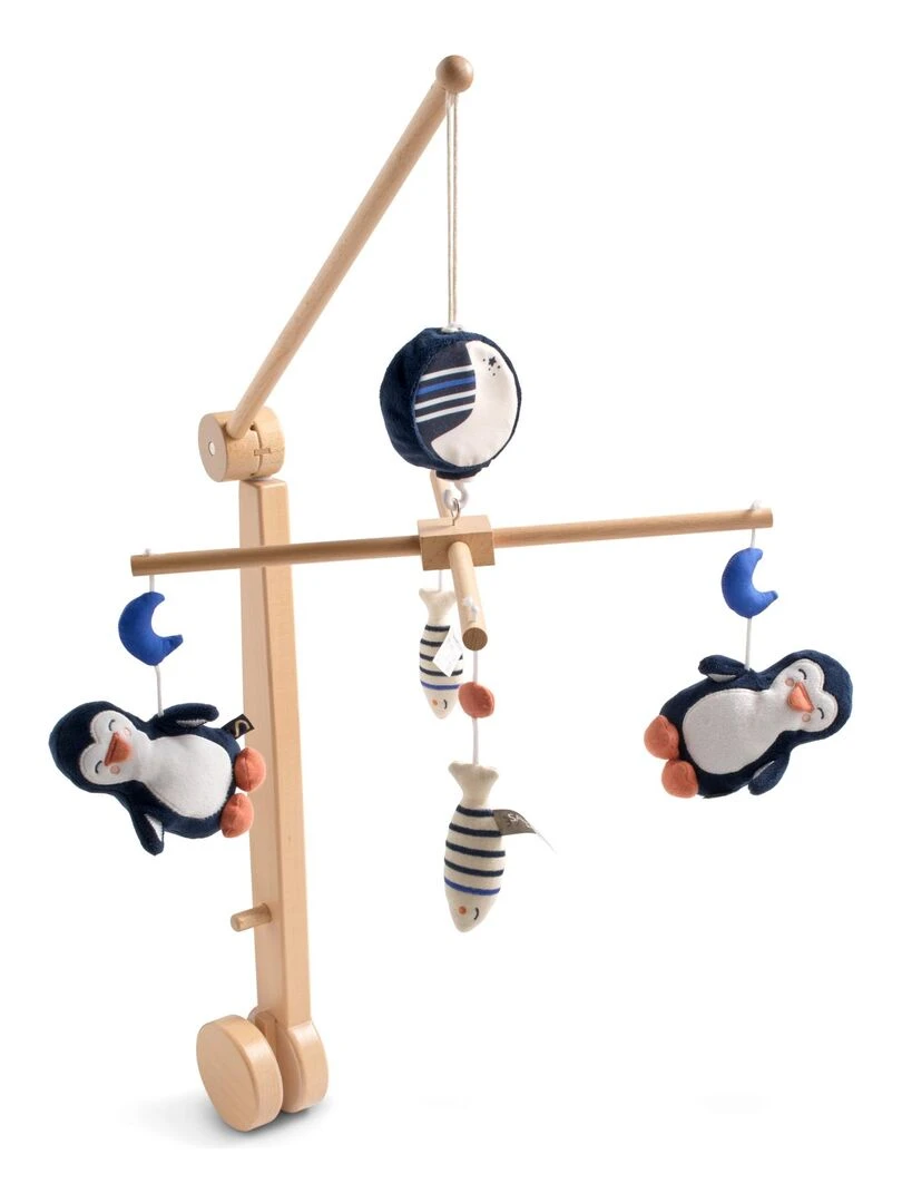 Mobile musical en bois avec jouets pingouin SAUTHON Bleu