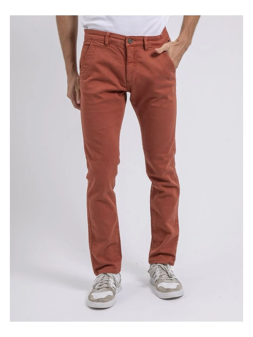 Pantalon chino coupe ajustée VALBACOL Rouge brique