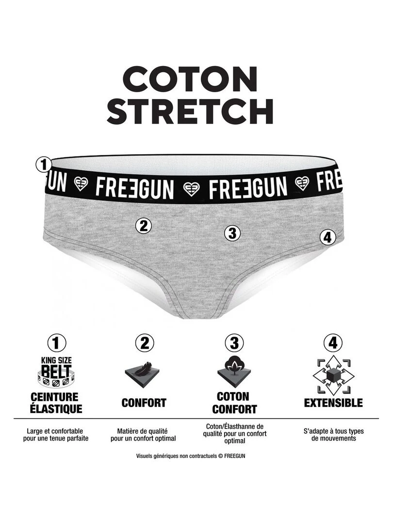 Lot de 3 boxers fille en coton Freegun Vert