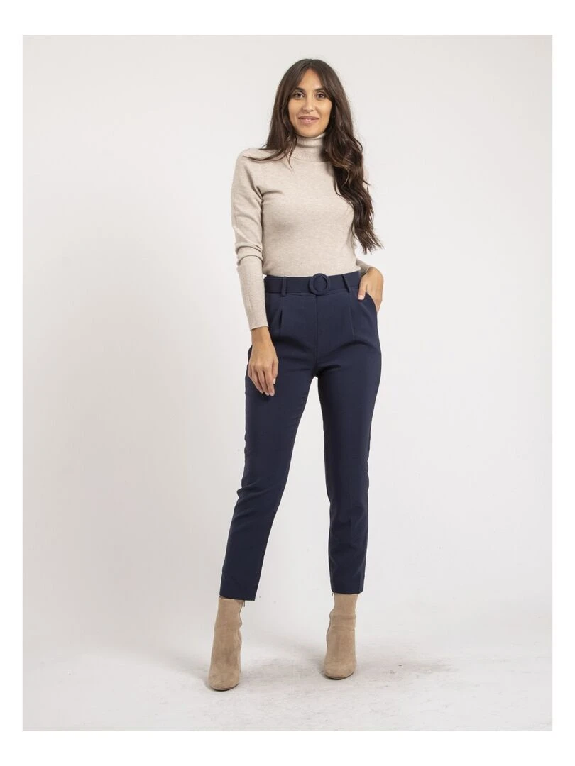Pantalon avec ceinture EMILIAN   Bleu marine