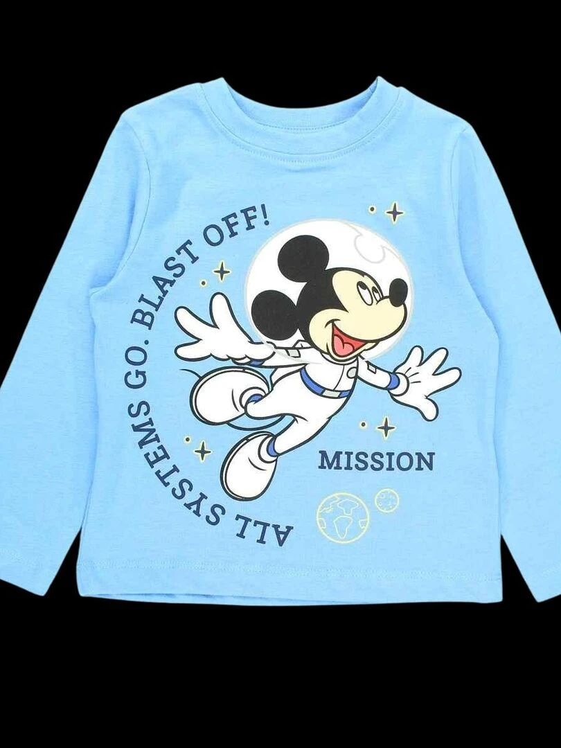 Disney Pyjama garçon imprimé Mickey en coton Bleu