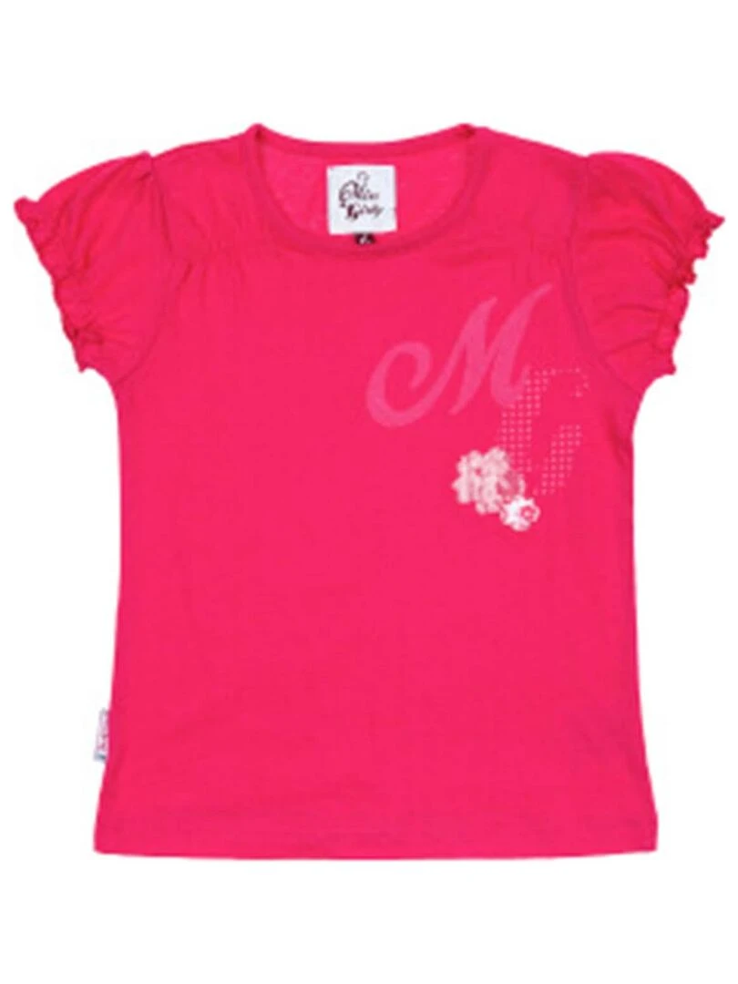 T shirt manches courtes fille FABOULLE MISS GIRLY Rose fushia