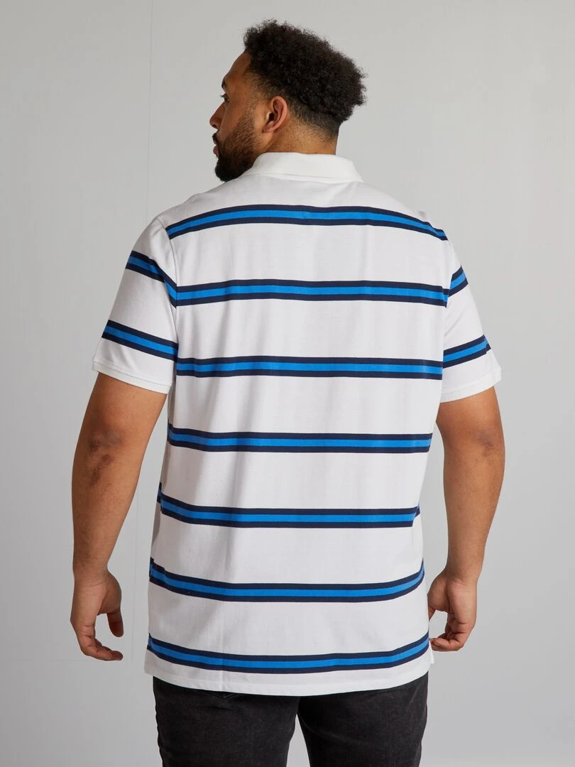 Polo en coton à rayures   blanc