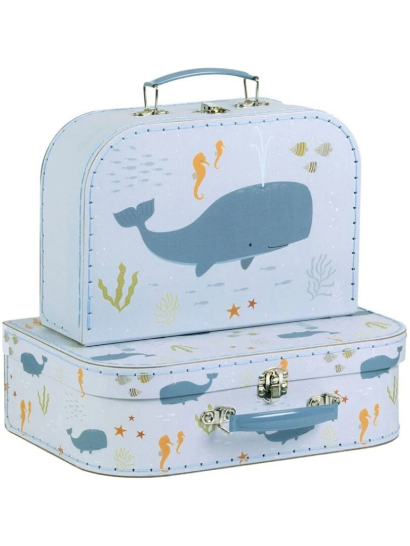 Lot de 2 valisettes de rangement Océan Bleu