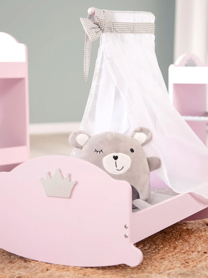 ROBA Berceau de Poupée Complet "Princess Sophie" Inclus Textile Rose/Gris N/A