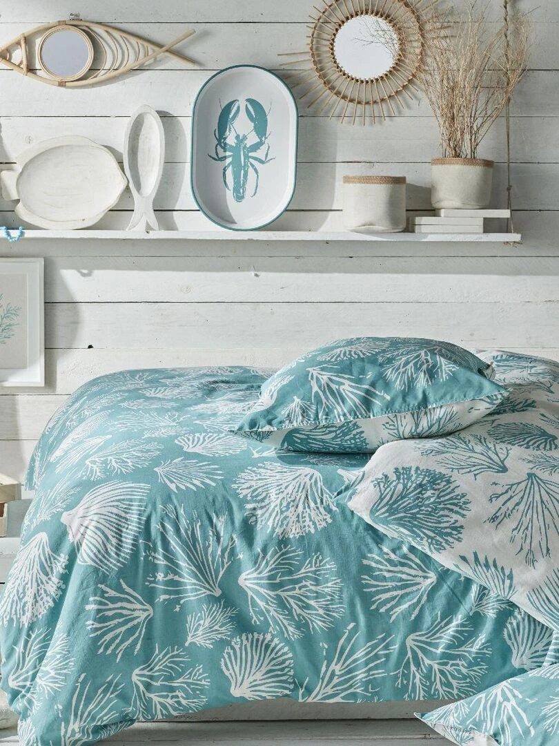 Cadre avec poster Corail BEACH HOUSE   Blanc