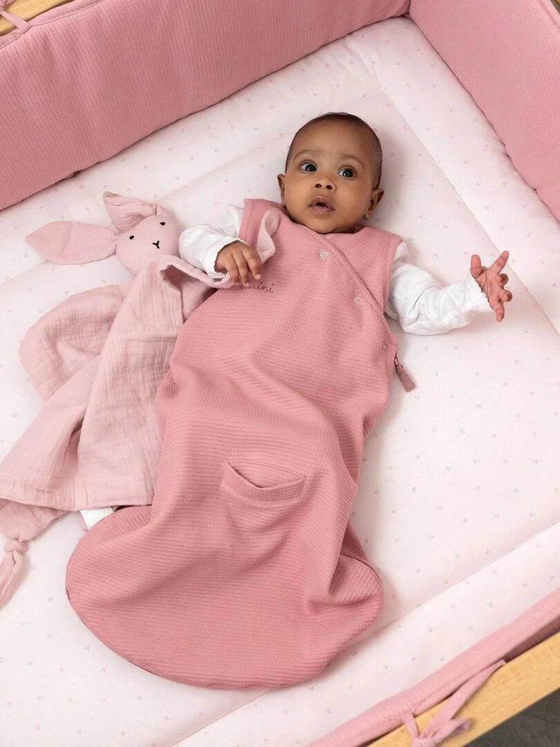 Bemini Tour de parc réversible Pady waffle et jersey bio   Rose