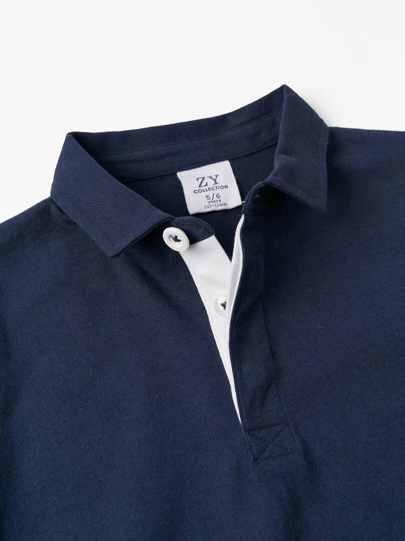 T shirt à manches longues en coton pour garçon manches longues   Bleu foncé