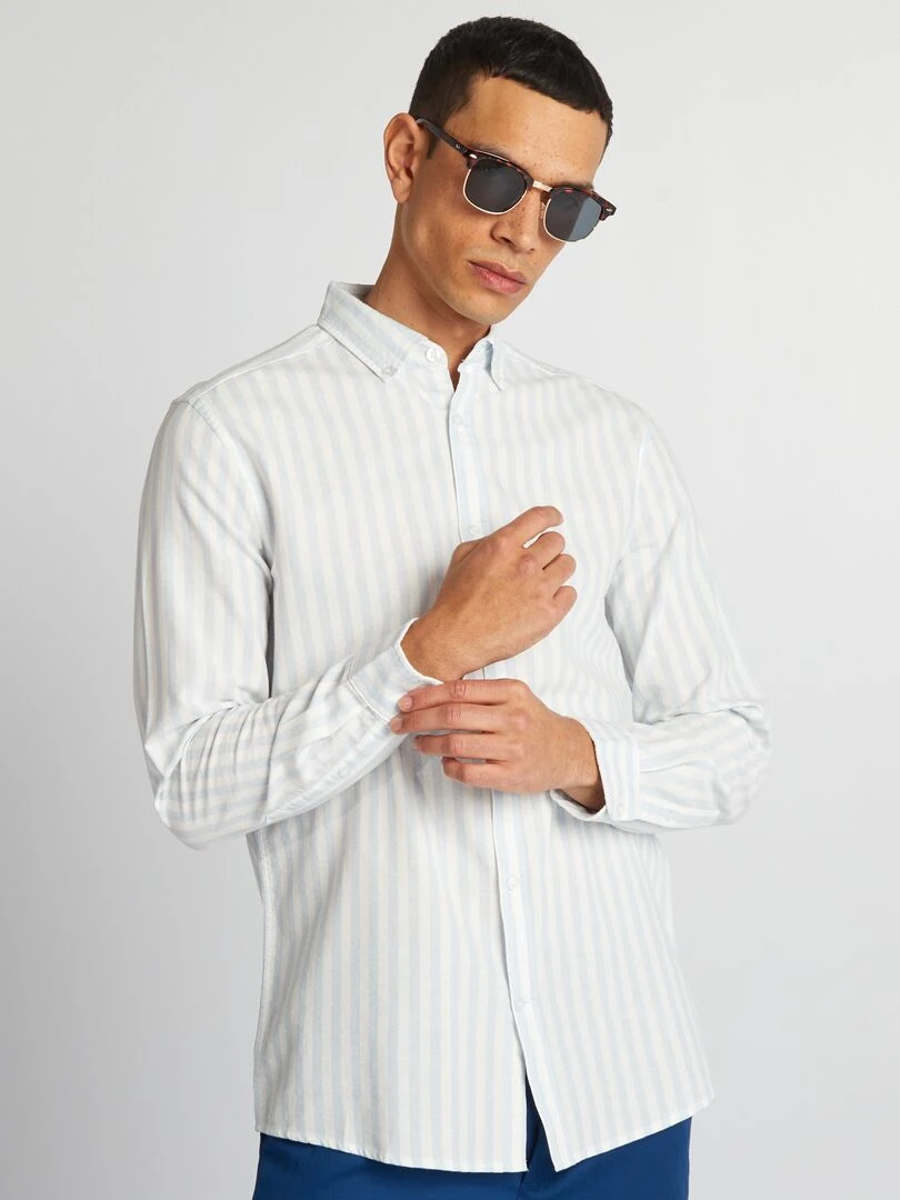 Chemise à coupe droite et à rayures   Bleu/blanc