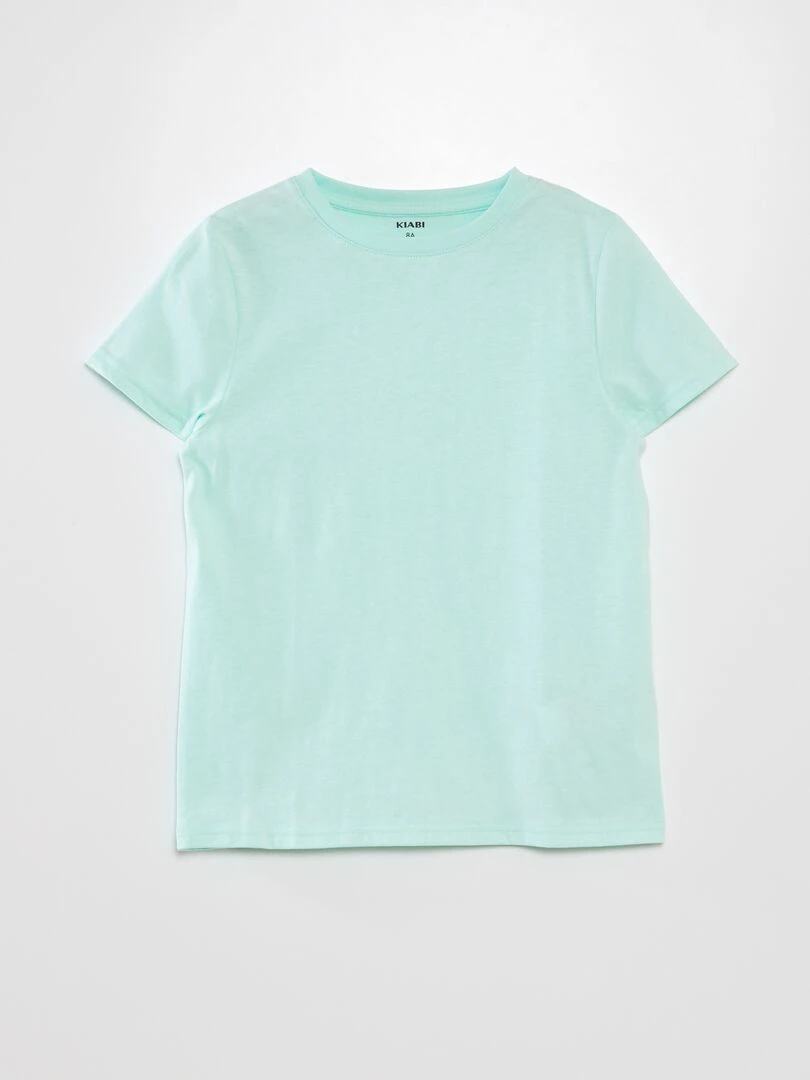 T shirt uni à col rond Vert