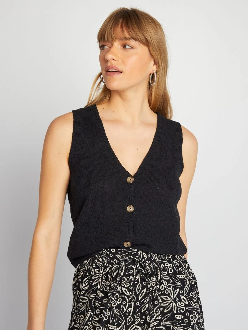 Gilet sans manches en maille fine Noir