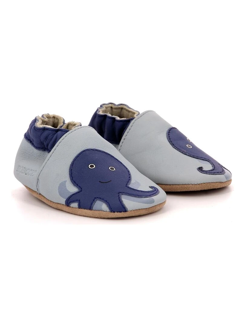 Chaussons Cuir Weird Octopus Bleu