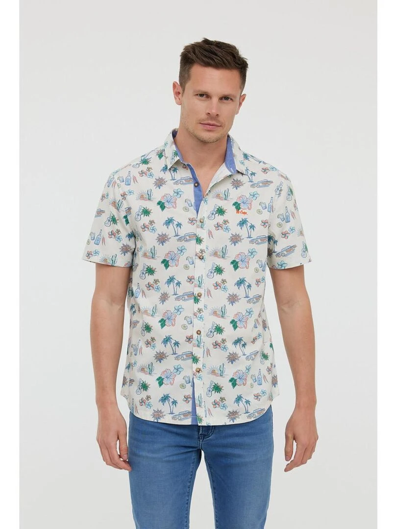Lee Cooper Chemise manches courtes coton relaxed DIEGO MC Beige