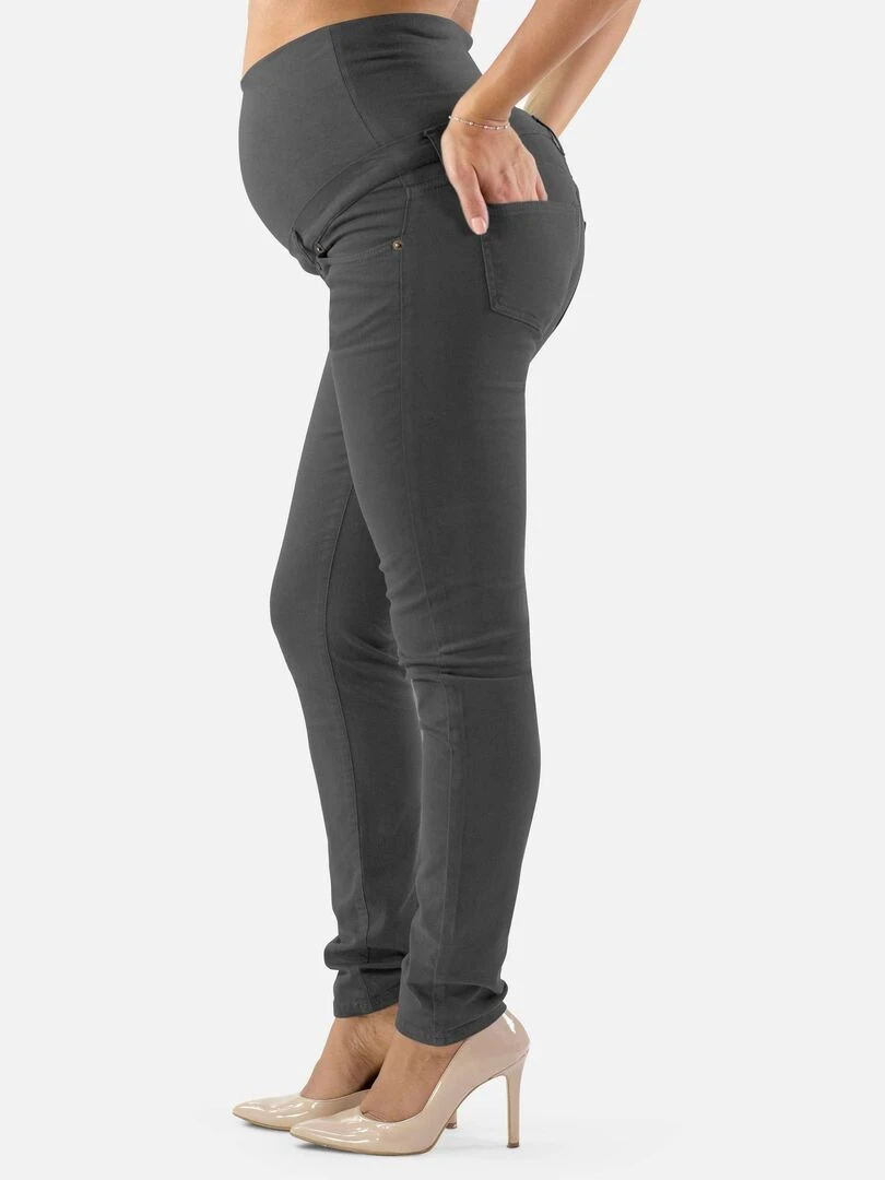 Pantalon de grossesse en coton Coupe slim Anthracite   gris anthracite