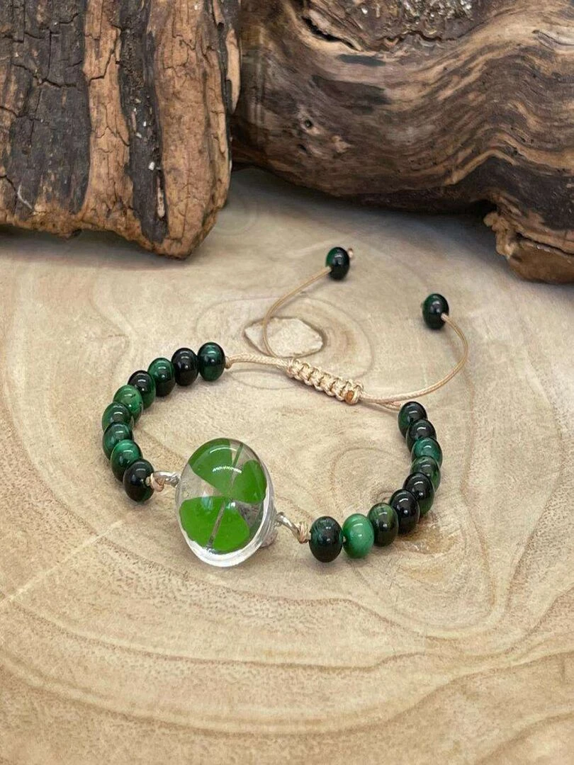 Bracelet chance en oeil de tigre Vert