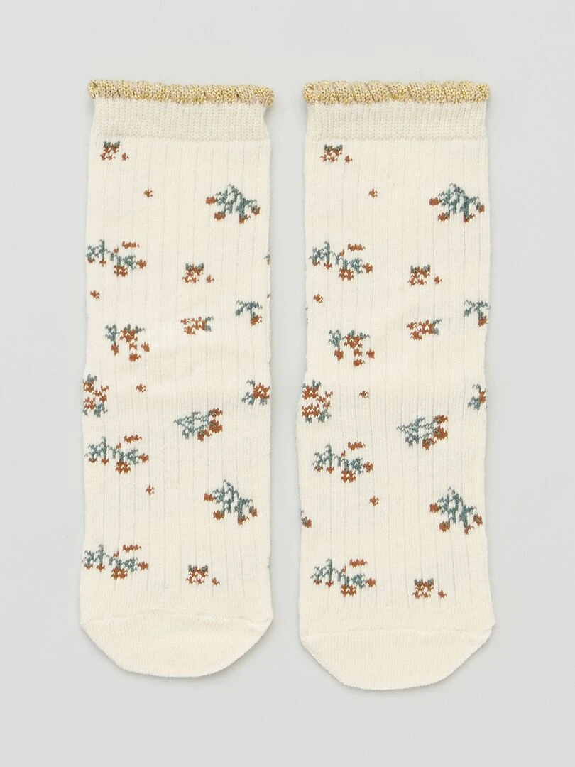 Lot de 5 paires de chaussettes imprimées   Vert/beige/bleu