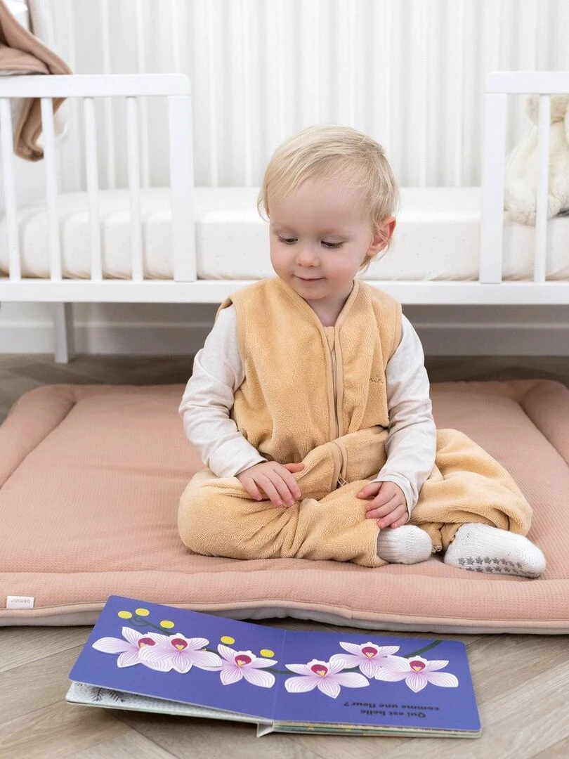 Bemini Tapis de parc et jeu Pady waffle et jersey bio   Beige