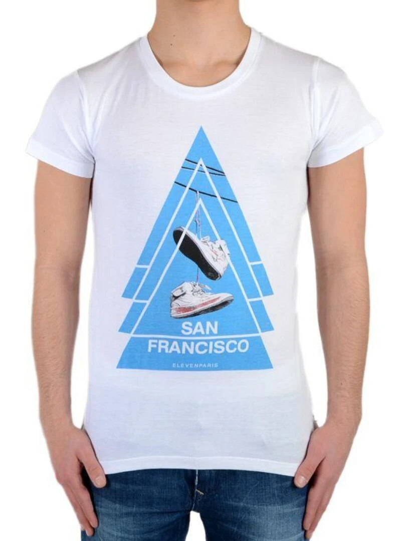 Tee Shirt Little Eleven Paris SF SS Mixte garçon fille Blanc Blanc