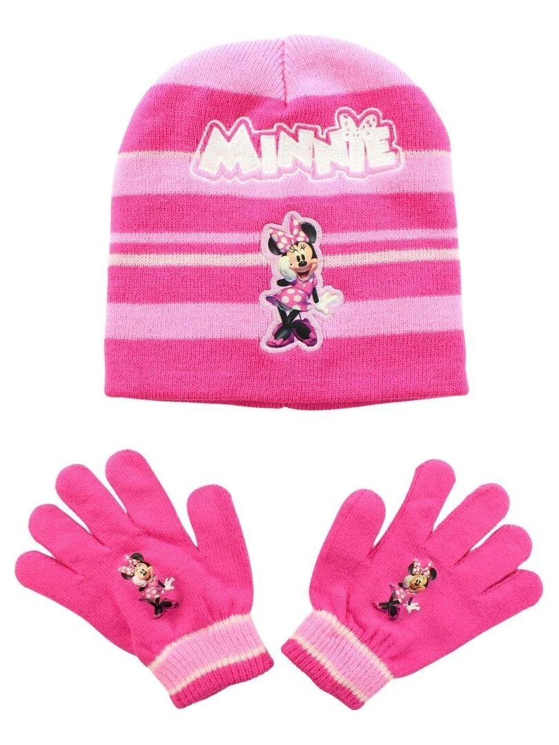 Disney Bonnet gant fille Imprimé Minnie Rose foncé
